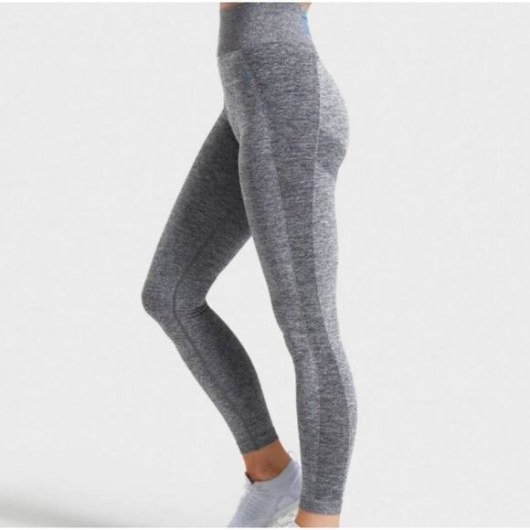 Gymshark seamless leggings heather gray light blue logo - Picture 9 of 9